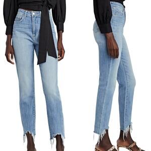 L'agence 25 Distressed Harlem High Rise Skinny Tahoe Raw Hem Cotton Denim Jeans